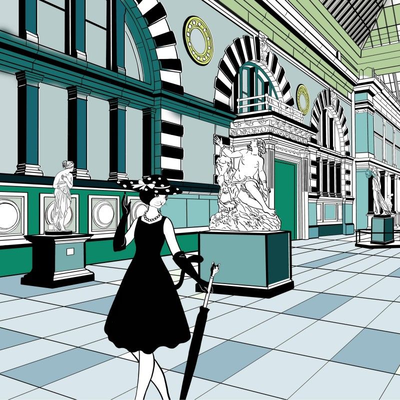 鏡像世界3D藝廊展覽館 2D平面區-赫本貓Hepburncat 環球旅行系列-作品:大都會博物館Metropolitan Museum of Art