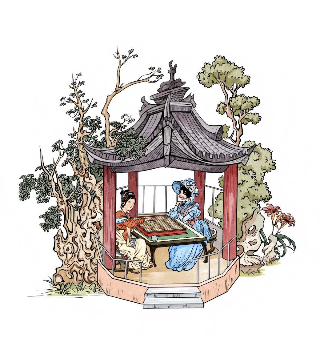 鏡像世界3D藝廊展覽館 2D平面區-赫本貓Hepburncat 二十四節氣系列-作品:下棋