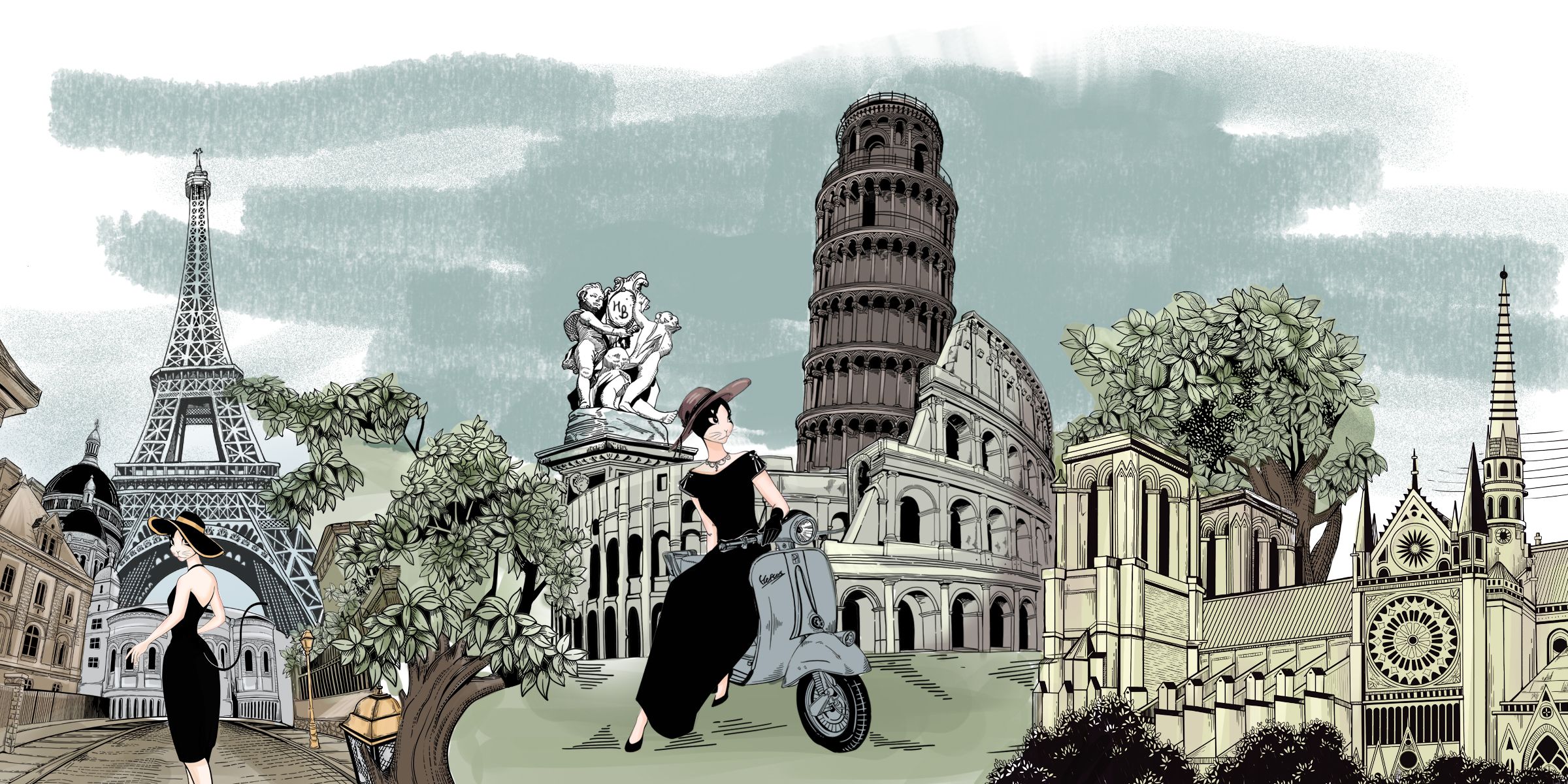 鏡像世界3D藝廊展覽館 2D平面區-赫本貓Hepburncat 環球旅行系列-展覽館視覺圖