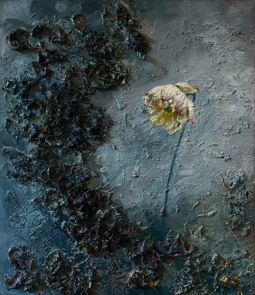 鏡像世界3D藝廊展覽館 2D平面區-陳世宗藝術家 浮雕館-作品:雨荷