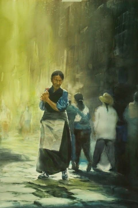 鏡像世界3D藝廊展覽館 2D平面區-陳世宗藝術家 西藏館-作品:光影裡的禱語
