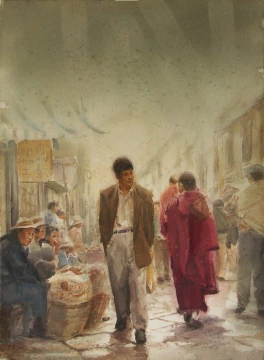 鏡像世界3D藝廊展覽館 2D平面區-陳世宗藝術家 西藏館-作品:市集邊的凝望