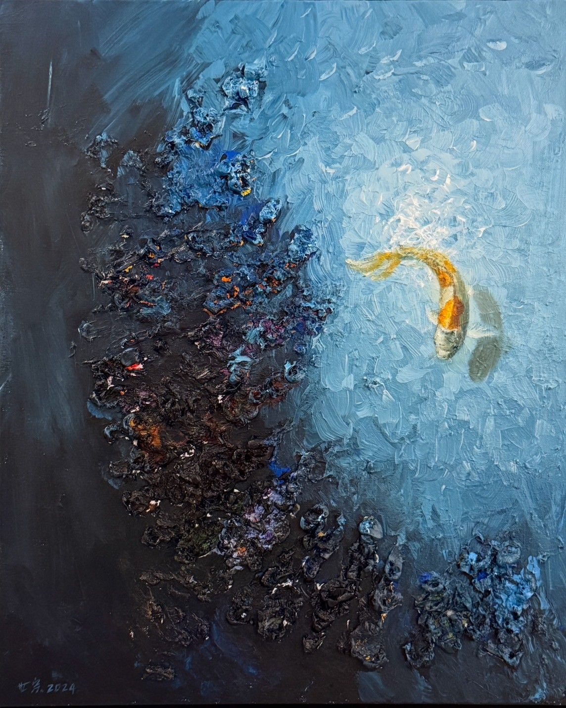 鏡像世界3D藝廊展覽館 2D平面區-陳世宗藝術家 浮雕館-作品:泉湧