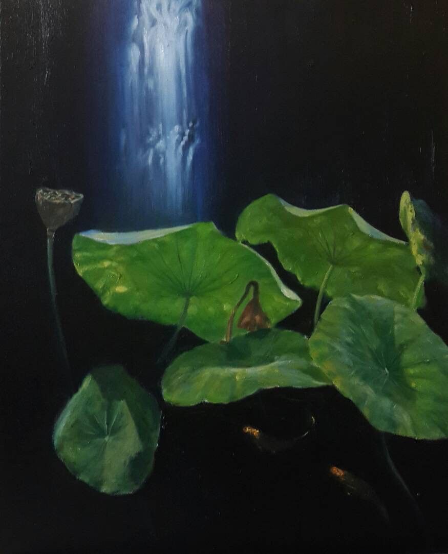 鏡像世界3D藝廊展覽館 2D平面區-陳世宗藝術家 動態館-作品:夜荷聽瀑