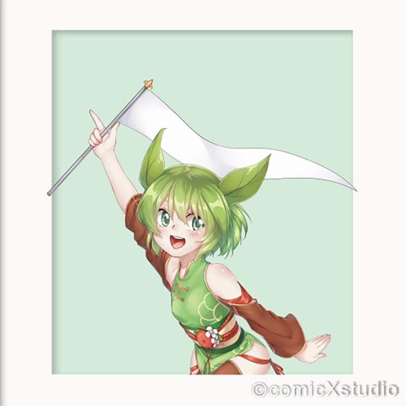 鏡像世界3D藝廊展覽館 2D平面區-茶葉少女-作品:出發-綠茶族之可琳