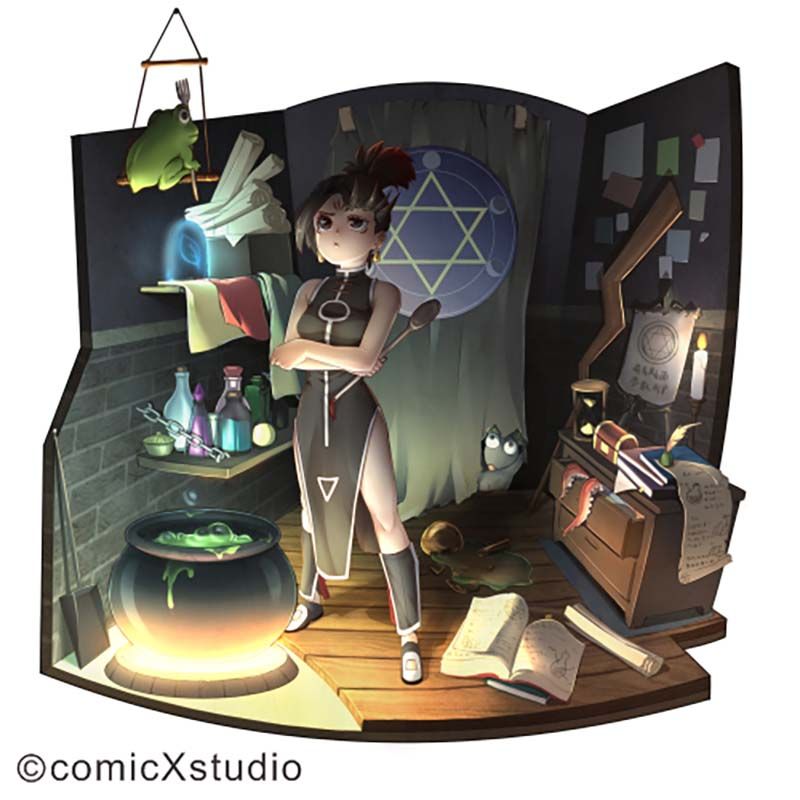 鏡像世界3D藝廊展覽館 2D平面區-茶葉少女-作品:情境時刻-黑茶族普藏