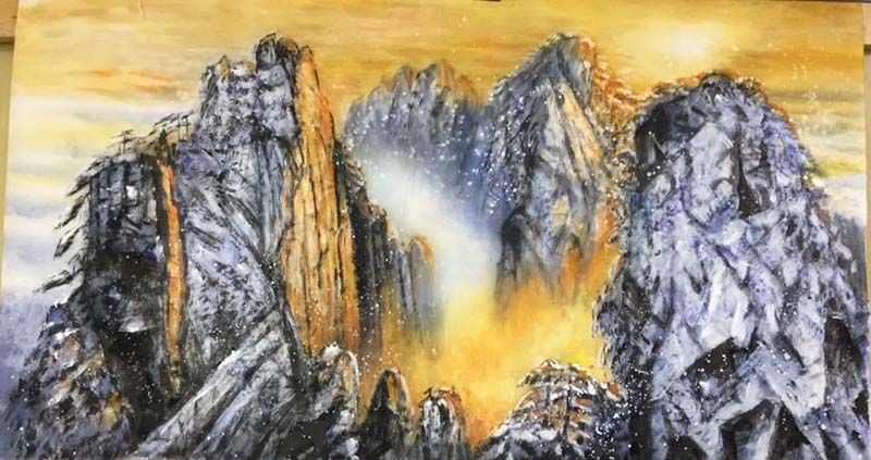 鏡像世界3D藝廊展覽館 2D平面區-旅讀心台灣雲夢新視界-作品:曦光瑞雪