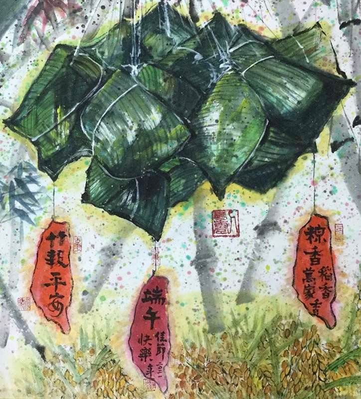 鏡像世界3D藝廊展覽館 2D平面區-旅讀心台灣雲夢新視界-作品:端午粽香竹報平安