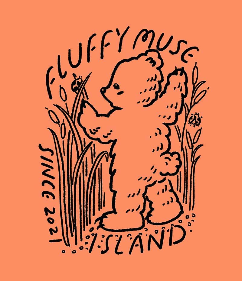 鏡像世界3D藝廊展覽館 2D平面區-Fluffymuse Island-作品:蓬蓬熊小旅行藏書票設計