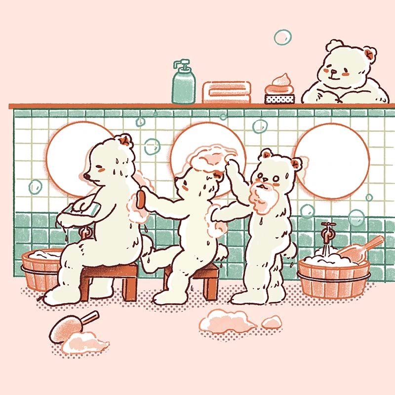 鏡像世界3D藝廊展覽館 2D平面區-Fluffymuse Island-作品:泡湯之旅
