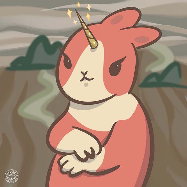 鏡像世界3D藝廊展覽館-Adhd_Unicorn_Rabbit-作品:名畫系列 微笑的蒙娜麗莎獨角兔