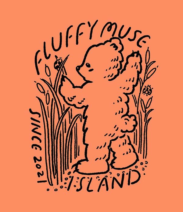 鏡像世界3D藝廊展覽館-Fluffymuse-Island-作品:蓬蓬熊小旅行藏書票設計